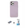 MARSİLYAN™- iPhone 12 Pro Max Kılıf Çekirdek Çizgi - Siyah 5D Eko Cam Ekran Koruyucu + Mavi Renkli Kamera Lens Koruma Cam
