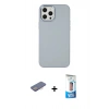 MARSİLYAN™- iPhone 12 Pro Max Kılıf Çekirdek Çizgi - Siyah 5D Eko Cam Ekran Koruyucu + Pembe Renkli Kamera Lens Koruma Cam