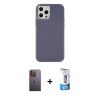MARSİLYAN™- iPhone 12 Pro Max Kılıf Çekirdek Çizgi - Siyah 5D Eko Cam Ekran Koruyucu + Neon Fosforlu Kamera Lens - SI
