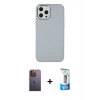 MARSİLYAN™- iPhone 12 Pro Max Kılıf Çekirdek Çizgi - Siyah 5D Eko Cam Ekran Koruyucu + Neon Fosforlu Kamera Lens - SI