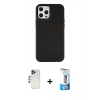 MARSİLYAN™- iPhone 12 Pro Max Kılıf Çekirdek Çizgi - Siyah 5D Eko Cam Ekran Koruyucu + Shine Kamera Lens - LT