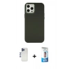 MARSİLYAN™- iPhone 12 Pro Max Kılıf Çekirdek Çizgi - Siyah 5D Eko Cam Ekran Koruyucu + Shine Kamera Lens - LT