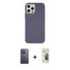 MARSİLYAN™- iPhone 12 Pro Max Kılıf Çekirdek Çizgi - Siyah 6D Mat Seramik Hayalet Nano Ekran Koruyucu + Neon Fosforlu Kamera Lens - BZ