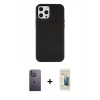 MARSİLYAN™- iPhone 12 Pro Max Kılıf Çekirdek Çizgi - Siyah 6D Mat Seramik Hayalet Nano Ekran Koruyucu + Neon Fosforlu Kamera Lens - BZ