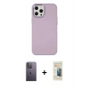 MARSİLYAN™- iPhone 12 Pro Max Kılıf Çekirdek Çizgi - Siyah 6D Mat Seramik Hayalet Nano Ekran Koruyucu + Neon Fosforlu Kamera Lens - BZ