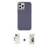 MARSİLYAN™- iPhone 12 Pro Max Kılıf Çekirdek Çizgi - Siyah 6D Mat Seramik Hayalet Nano Ekran Koruyucu + Shine Kamera Lens - GD