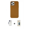 MARSİLYAN™- iPhone 12 Pro Max Kılıf Çekirdek Çizgi - Siyah 6D Mat Seramik Hayalet Nano Ekran Koruyucu + Shine Kamera Lens - LT