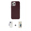 MARSİLYAN™- iPhone 12 Pro Max Kılıf Çekirdek Çizgi - Siyah 6D Mat Seramik Hayalet Nano Ekran Koruyucu + Shine Kamera Lens - LT