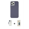 MARSİLYAN™- iPhone 12 Pro Max Kılıf Çekirdek Çizgi - Siyah 6D Mat Seramik Hayalet Nano Ekran Koruyucu + Shine Kamera Lens - LT