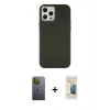 MARSİLYAN™- iPhone 12 Pro Max Kılıf Çekirdek Çizgi - Siyah 6D Mat Seramik Hayalet Nano Ekran Koruyucu + Neon Fosforlu Kamera Lens - YL