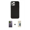 MARSİLYAN™- iPhone 12 Pro Max Kılıf Çekirdek Çizgi - Siyah 6D Mat Seramik Hayalet Nano Ekran Koruyucu + Neon Fosforlu Kamera Lens - YL