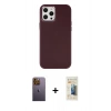 MARSİLYAN™- iPhone 12 Pro Max Kılıf Çekirdek Çizgi - Siyah 6D Mat Seramik Hayalet Nano Ekran Koruyucu + Neon Fosforlu Kamera Lens - SI