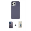 MARSİLYAN™- iPhone 12 Pro Max Kılıf Çekirdek Çizgi - Siyah 6D Mat Seramik Hayalet Nano Ekran Koruyucu + Neon Fosforlu Kamera Lens - MI