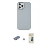 MARSİLYAN™- iPhone 12 Pro Max Kılıf Çekirdek Çizgi - Siyah 6D Mat Seramik Hayalet Nano Ekran Koruyucu + Renkli Kamera Lens Koruma Cam - SI