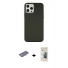 MARSİLYAN™- iPhone 12 Pro Max Kılıf Çekirdek Çizgi - Siyah 6D Mat Seramik Hayalet Nano Ekran Koruyucu + Renkli Kamera Lens Koruma Cam - TU