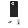 MARSİLYAN™- iPhone 12 Pro Max Kılıf Çekirdek Çizgi - Siyah 6D Mat Seramik Hayalet Nano Ekran Koruyucu + Renkli Kamera Lens Koruma Cam - TU