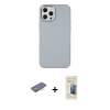 MARSİLYAN™- iPhone 12 Pro Max Kılıf Çekirdek Çizgi - Siyah 6D Mat Seramik Hayalet Nano Ekran Koruyucu + Renkli Kamera Lens Koruma Cam - TU