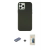 MARSİLYAN™- iPhone 12 Pro Max Kılıf Çekirdek Çizgi - Siyah 6D Mat Seramik Hayalet Nano Ekran Koruyucu + Renkli Kamera Lens Koruma Cam - YL