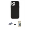 MARSİLYAN™- iPhone 12 Pro Max Kılıf Çekirdek Çizgi - Siyah 6D Mat Seramik Hayalet Nano Ekran Koruyucu + Renkli Kamera Lens Koruma Cam - SI