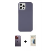 MARSİLYAN™- iPhone 12 Pro Max Kılıf Çekirdek Çizgi - Siyah 6D Mat Seramik Hayalet Nano Ekran Koruyucu + Turuncu Neon Fosforlu Kamera Lens