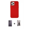 MARSİLYAN™- iPhone 12 Pro Max Kılıf Çekirdek Çizgi - Siyah Bilvis Hayalet Cam Ekran Koruyucu + Neon Fosforlu Kamera Lens - BZ