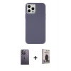 MARSİLYAN™- iPhone 12 Pro Max Kılıf Çekirdek Çizgi - Siyah Bilvis Hayalet Cam Ekran Koruyucu + Neon Fosforlu Kamera Lens - BZ