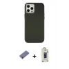 MARSİLYAN™- iPhone 12 Pro Max Kılıf Çekirdek Çizgi - Siyah Bilvis Hayalet Cam Ekran Koruyucu + Metal Kamera Lens Koruma Cam - GD
