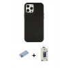 MARSİLYAN™- iPhone 12 Pro Max Kılıf Çekirdek Çizgi - Siyah Bilvis Hayalet Cam Ekran Koruyucu + Shine Kamera Lens Koruma Cam - MI