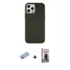 MARSİLYAN™- iPhone 12 Pro Max Kılıf Çekirdek Çizgi - Siyah Bilvis Hayalet Cam Ekran Koruyucu + Shine Kamera Lens Koruma Cam - MI