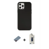 MARSİLYAN™- iPhone 12 Pro Max Kılıf Çekirdek Çizgi - Siyah Bilvis Hayalet Cam Ekran Koruyucu + Metal Kamera Lens Koruma Cam - KI