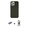 MARSİLYAN™- iPhone 12 Pro Max Kılıf Çekirdek Çizgi - Siyah Bilvis Hayalet Cam Ekran Koruyucu + Renkli Kamera Lens Koruma Cam - PE