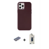 MARSİLYAN™- iPhone 12 Pro Max Kılıf Çekirdek Çizgi - Siyah Bilvis Hayalet Cam Ekran Koruyucu + Renkli Kamera Lens Koruma Cam - PE