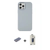 MARSİLYAN™- iPhone 12 Pro Max Kılıf Çekirdek Çizgi - Siyah Bilvis Hayalet Cam Ekran Koruyucu + Renkli Kamera Lens Koruma Cam - PE
