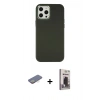 MARSİLYAN™- iPhone 12 Pro Max Kılıf Çekirdek Çizgi - Siyah Bilvis Hayalet Cam Ekran Koruyucu + Renkli Kamera Lens Koruma Cam - SI