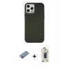 MARSİLYAN™- iPhone 12 Pro Max Kılıf Çekirdek Çizgi - Siyah Bilvis Hayalet Cam Ekran Koruyucu + Shine Kamera Lens Koruma Cam - PE