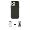 MARSİLYAN™- iPhone 12 Pro Max Kılıf Çekirdek Çizgi - Siyah Bilvis Hayalet Cam Ekran Koruyucu + Shine Kamera Lens - GD