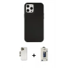 MARSİLYAN™- iPhone 12 Pro Max Kılıf Çekirdek Çizgi - Siyah Bilvis Hayalet Cam Ekran Koruyucu + Shine Kamera Lens - GD