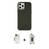 MARSİLYAN™- iPhone 12 Pro Max Kılıf Çekirdek Çizgi - Siyah Bilvis Hayalet Cam Ekran Koruyucu + Shine Kamera Lens - GD