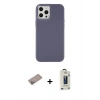 MARSİLYAN™- iPhone 12 Pro Max Kılıf Çekirdek Çizgi - Siyah Bilvis Hayalet Cam Ekran Koruyucu + Shine Kamera Lens Koruma Cam - SABE