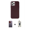 MARSİLYAN™- iPhone 12 Pro Max Kılıf Çekirdek Çizgi - Siyah Bilvis Hayalet Cam Ekran Koruyucu + Neon Fosforlu Kamera Lens - TU