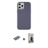 MARSİLYAN™- iPhone 12 Pro Max Kılıf Çekirdek Çizgi - Siyah Bilvis Hayalet Cam Ekran Koruyucu + Renkli Kamera Lens Koruma Cam - TU