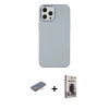MARSİLYAN™- iPhone 12 Pro Max Kılıf Çekirdek Çizgi - Siyah Bilvis Hayalet Cam Ekran Koruyucu + Renkli Kamera Lens Koruma Cam - TU