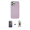 MARSİLYAN™- iPhone 12 Pro Max Kılıf Çekirdek Çizgi - Siyah Bilvis Hayalet Cam Ekran Koruyucu + Neon Fosforlu Kamera Lens - YL