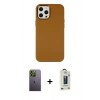 MARSİLYAN™- iPhone 12 Pro Max Kılıf Çekirdek Çizgi - Siyah Bilvis Hayalet Cam Ekran Koruyucu + Neon Fosforlu Kamera Lens - YL