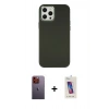 MARSİLYAN™- iPhone 12 Pro Max Kılıf Çekirdek Çizgi - Siyah Joko 5D Cam + Neon Fosforlu Kamera Lens - TU