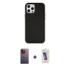 MARSİLYAN™- iPhone 12 Pro Max Kılıf Çekirdek Çizgi - Siyah Joko 5D Cam + Neon Fosforlu Kamera Lens - TU