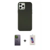 MARSİLYAN™- iPhone 12 Pro Max Kılıf Çekirdek Çizgi - Siyah Joko 5D Cam + Neon Fosforlu Kamera Lens - YL