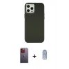 MARSİLYAN™- iPhone 12 Pro Max Kılıf Çekirdek Çizgi - Siyah Joko Magic 5D Cam + Turuncu Neon Fosforlu Kamera Lens