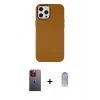 MARSİLYAN™- iPhone 12 Pro Max Kılıf Çekirdek Çizgi - Siyah Joko Magic 5D Cam + Turuncu Neon Fosforlu Kamera Lens