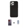 MARSİLYAN™- iPhone 12 Pro Max Kılıf Çekirdek Çizgi - Siyah Joko Magic 5D Cam + Turuncu Neon Fosforlu Kamera Lens